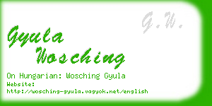 gyula wosching business card